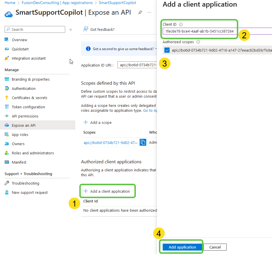 Add Client Application